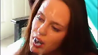 Queeny Love'S Intense Facial Swallow In Homemade Video